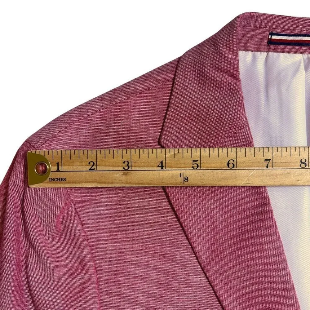 TOMMY HILFIGER Mens Blazer 40R Sport Coat 2 Button Suit Jacket Pink Cotton